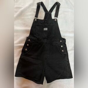 Levi’s Vintage Shortalls Black Denim Shorts Overalls Medium